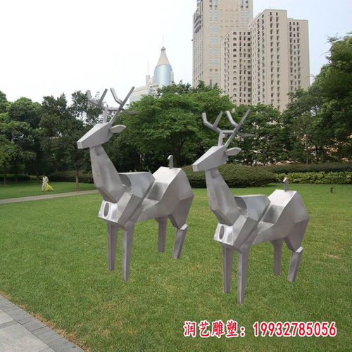 不锈钢鹿镜面雕塑 张掖鹿白钢雕塑制作厂家